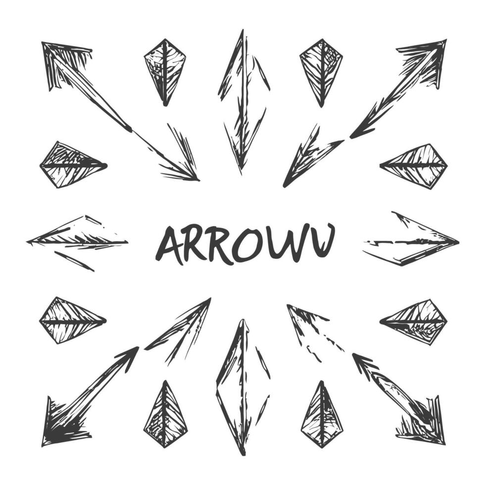 Hand drawn arrow set collection vector