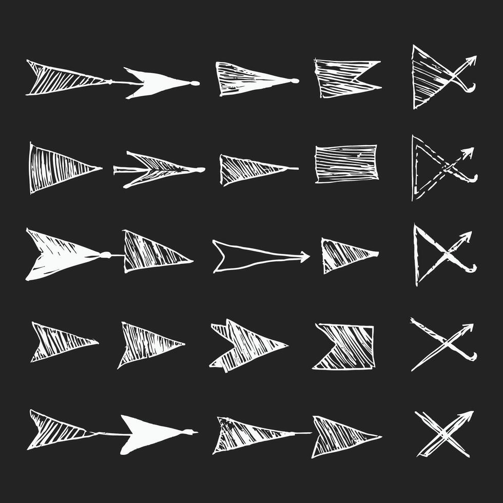 Hand drawn arrow set collection vector