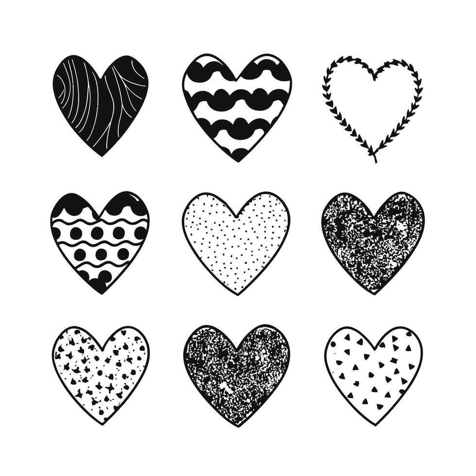 Hand drawn beautiful vector heart collection