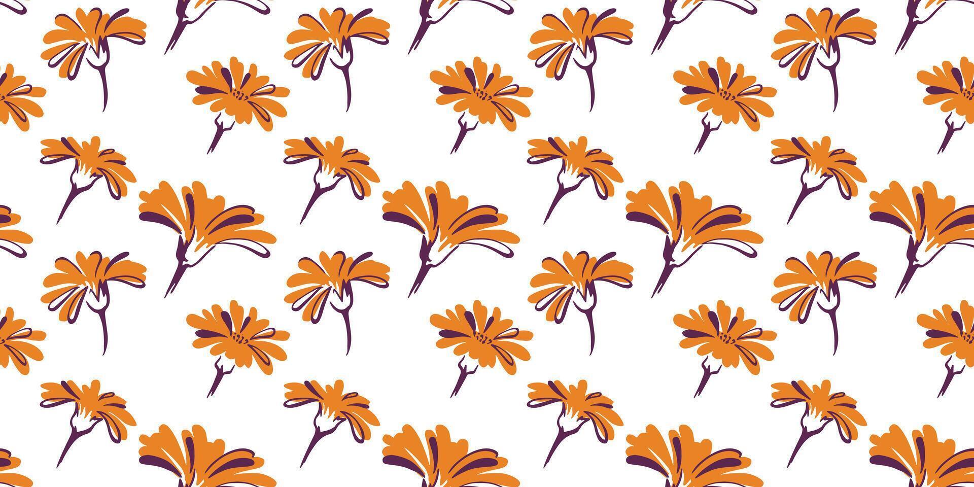 Vibrant summer abstract floral buds seamless pattern. Vector hand drawn trendy shapes yellow flowers. Creative simple cute printing. Collage for template designs, patterned, fabric