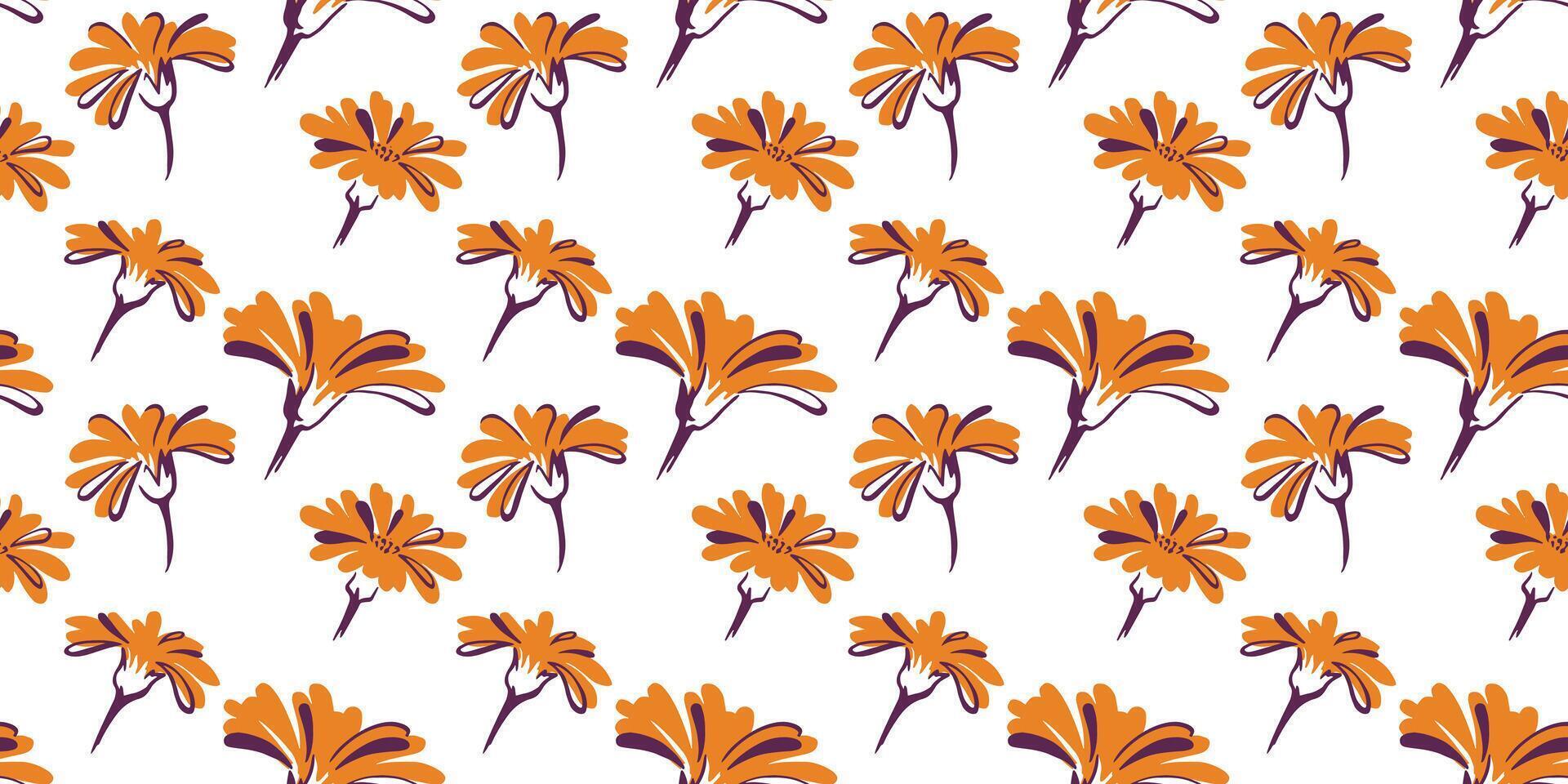 vibrante verano resumen floral brotes sin costura modelo. vector mano dibujado de moda formas amarillo flores creativo sencillo linda impresión. collage para modelo diseños, estampado, tela