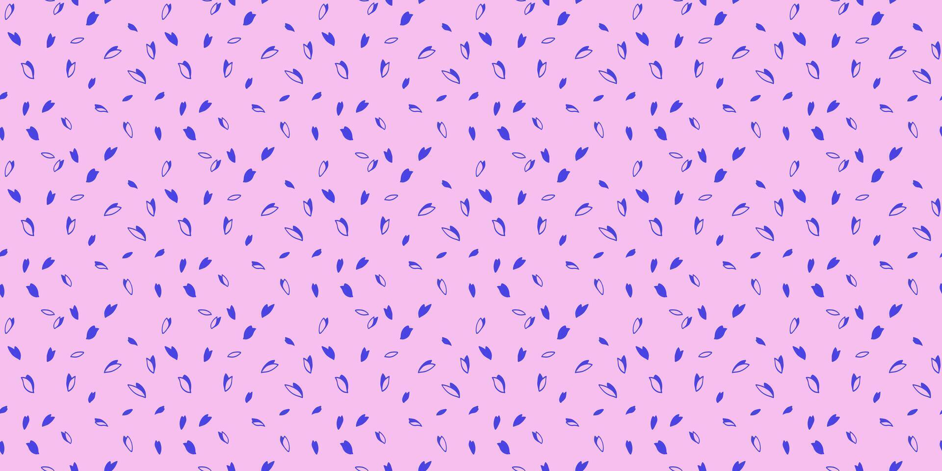 Trendy vibrant polka dots, drops, spots seamless pattern. Creative blue random dots, snowflakes, circles, leaflets on a pink background. Vector hand drawn sketch tiny shape. Design for fabric, print