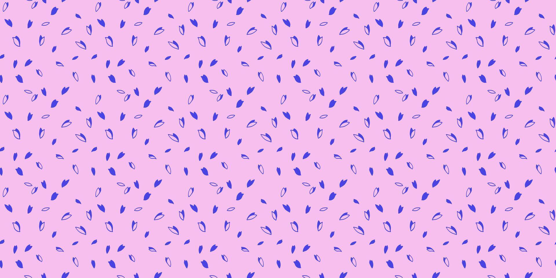 Trendy vibrant polka dots, drops, spots seamless pattern. Creative blue random dots, snowflakes, circles, leaflets on a pink background. Vector hand drawn sketch tiny shape. Design for fabric, print