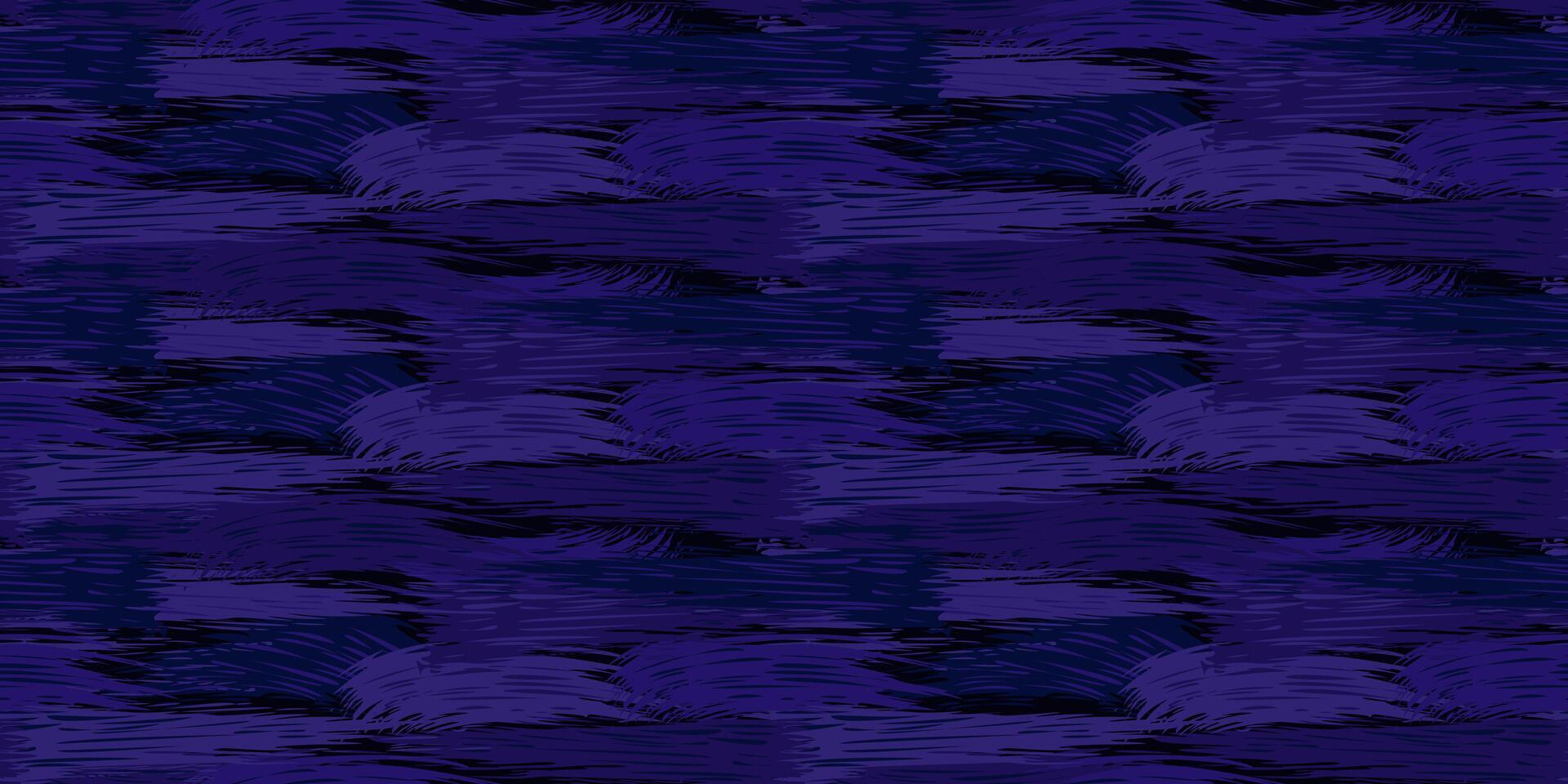 Monochrome dark blue oil messy dynamic brush strokes texture seamless pattern. Artistic splashes of paint on a dark background. Vector hand drawn. Abstract print with horizontal lines patterned.