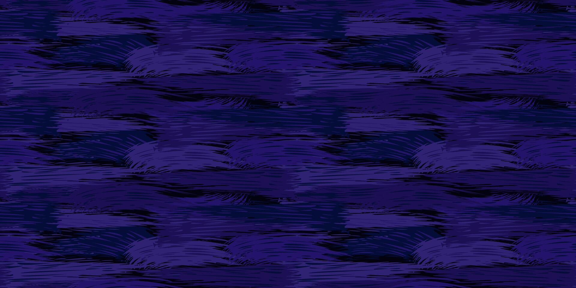 Monochrome dark blue oil messy dynamic brush strokes texture seamless pattern. Artistic splashes of paint on a dark background. Vector hand drawn. Abstract print with horizontal lines patterned.