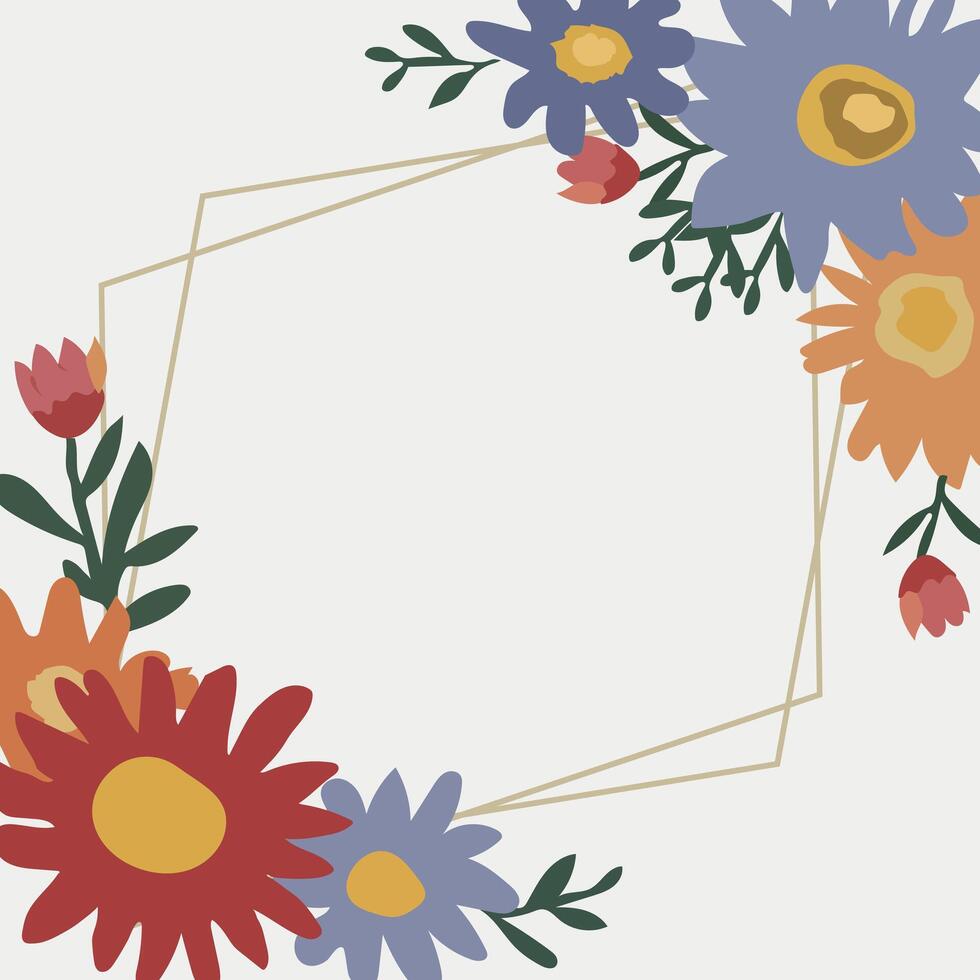 Abstract Background with flowers and bagde vector