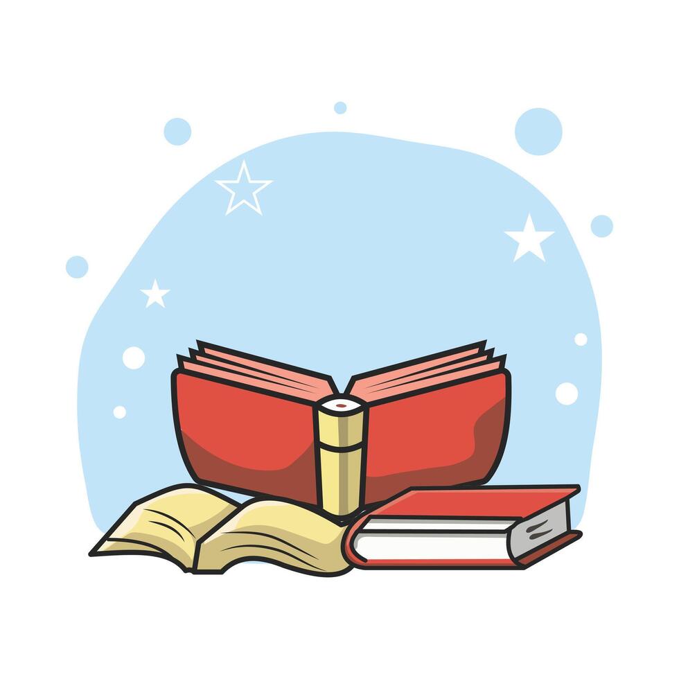 Hand drawn flat vector design stack of books illustration