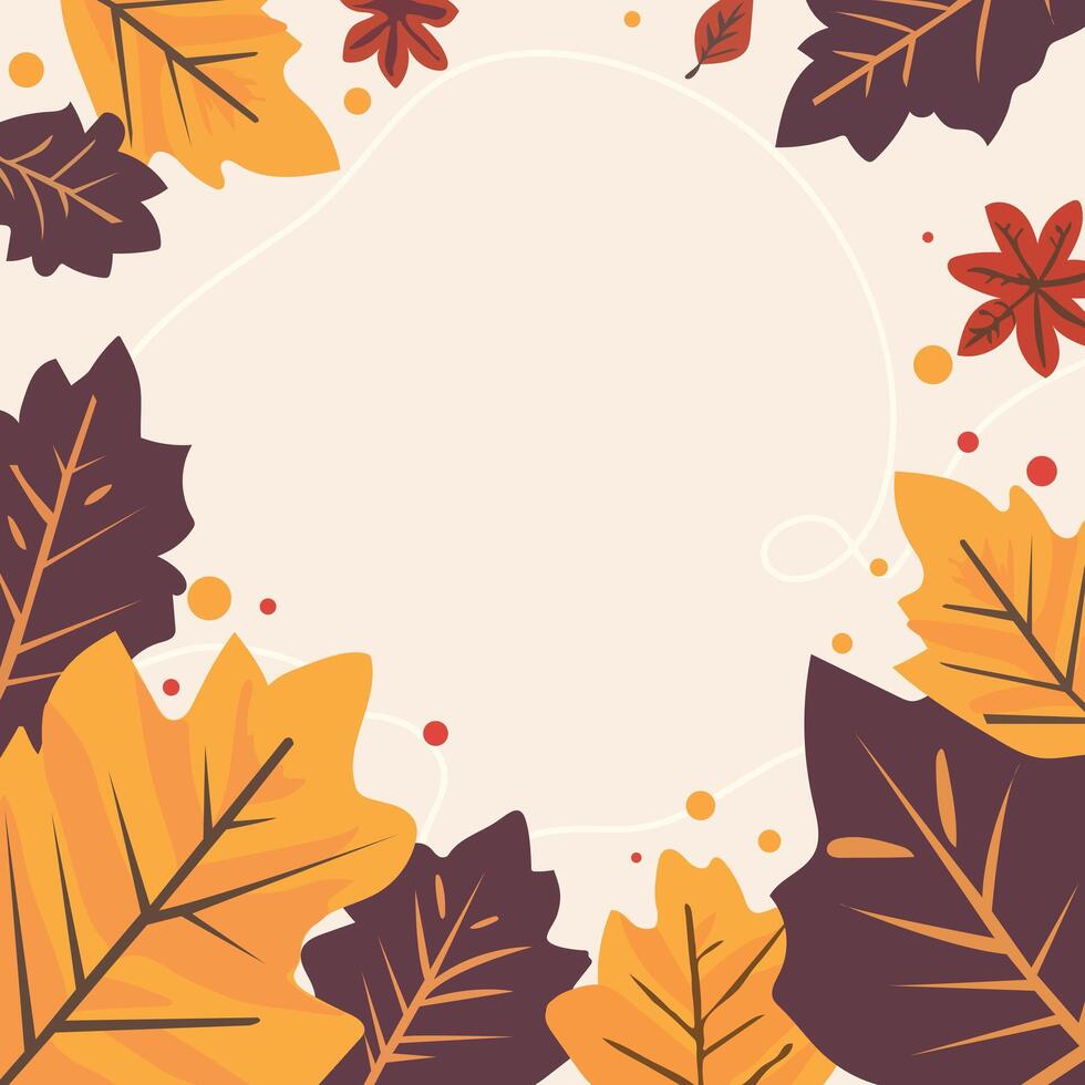 Flat design autumn landscape view with leaves for  fall season vector