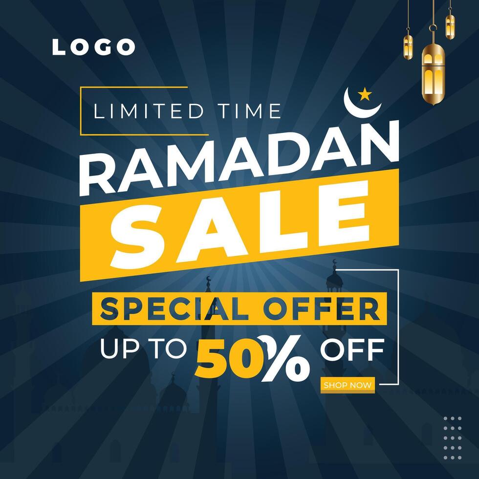 Ramadan sale square banner social media post design vector