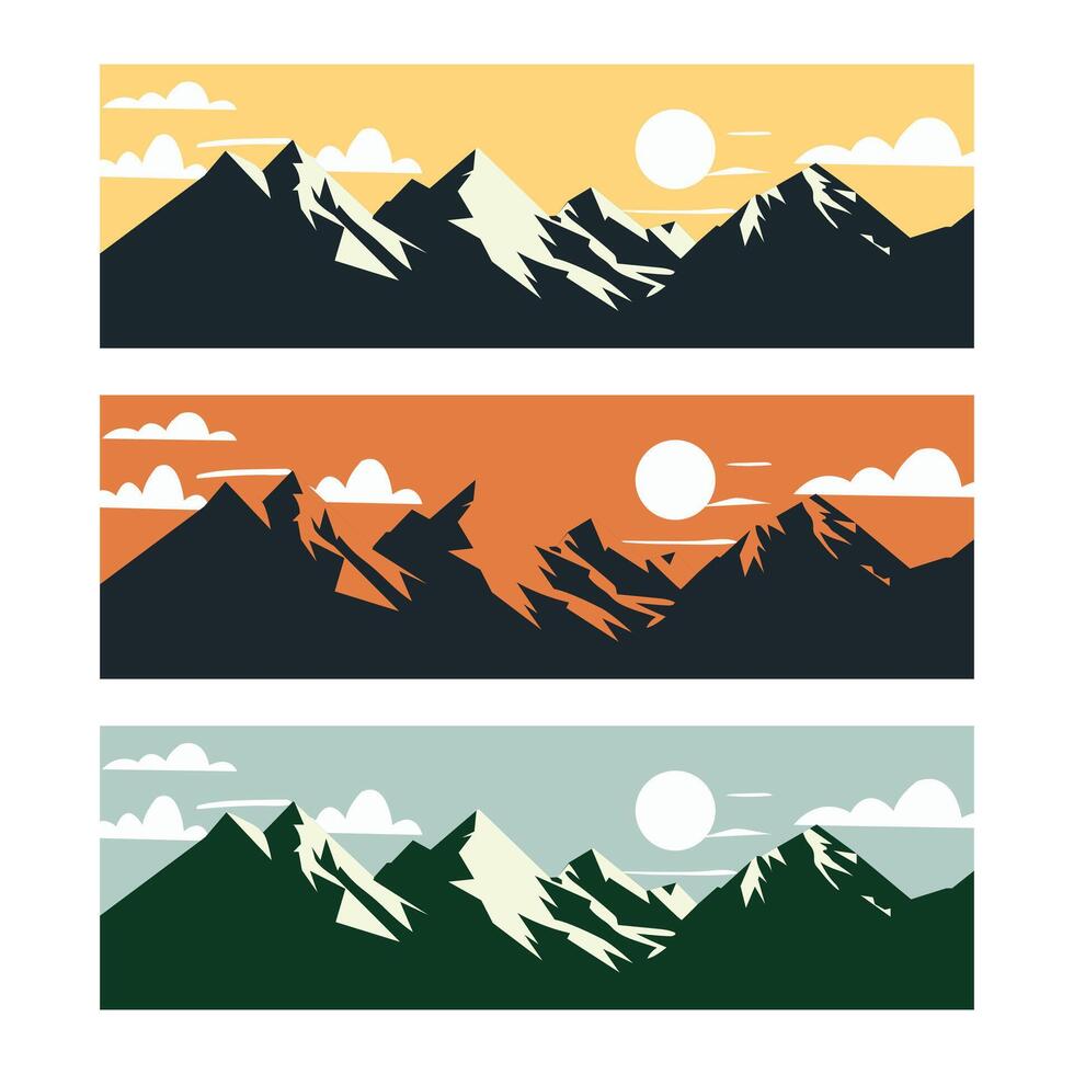 montaña con puesta de sol paisaje antecedentes ilustración vector