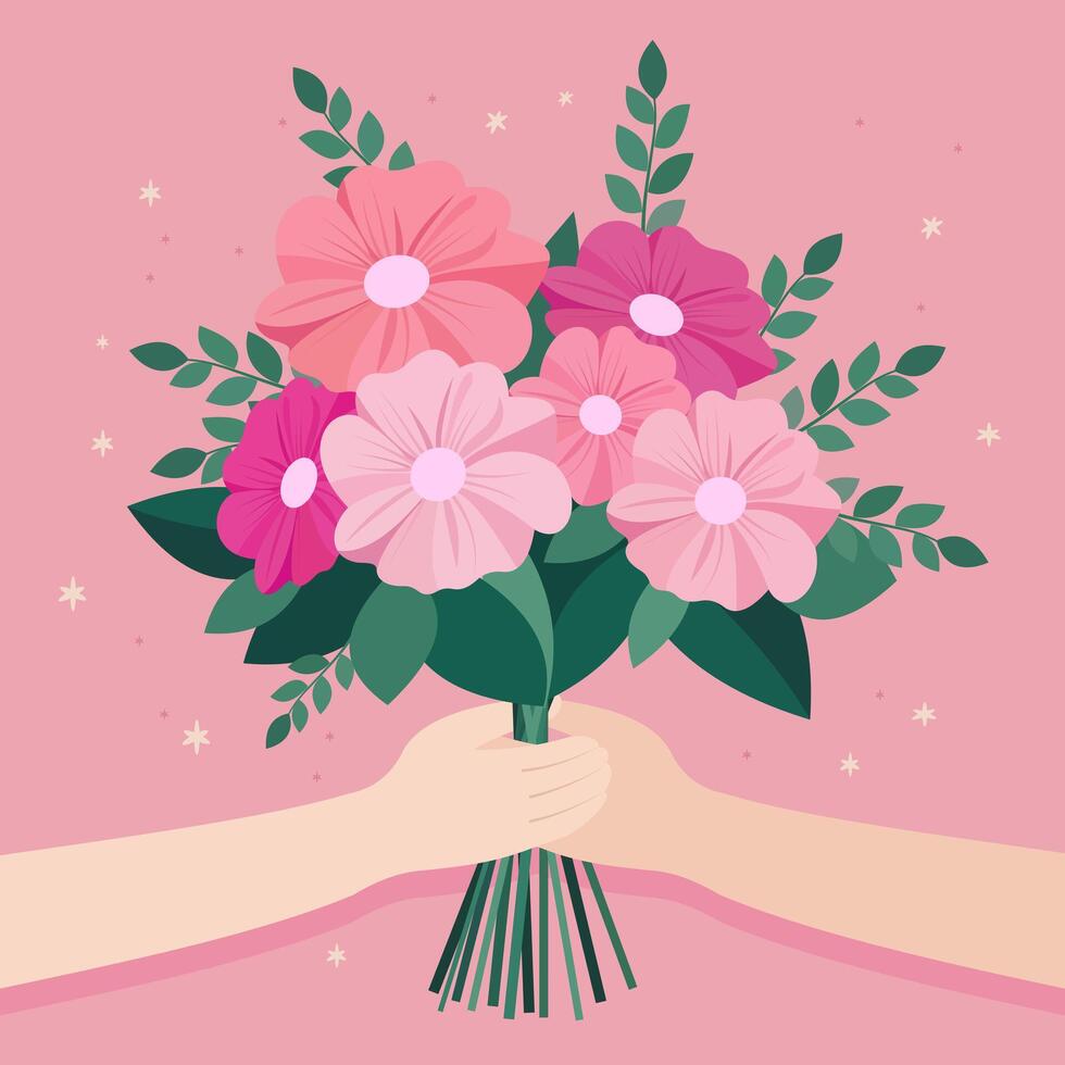 Spring bouquet of flowers. Flat vector illustration