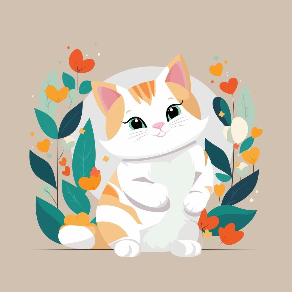 gato dibujos animados personaje. plano vector ilustración.