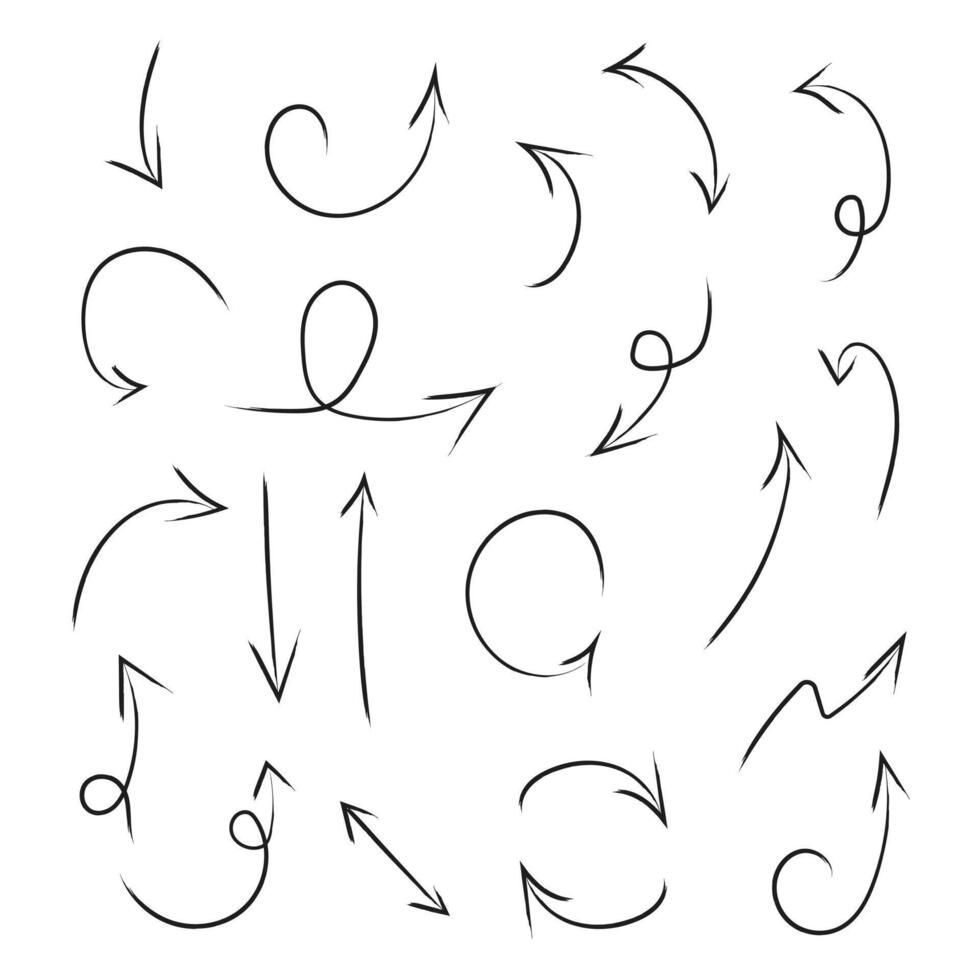 conjunto de mano dibujado flechas vector ilustración