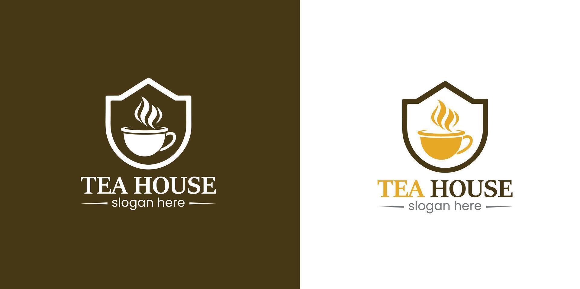 caliente té café tienda puesto restaurante comida jarra café logo diseño concepto vector