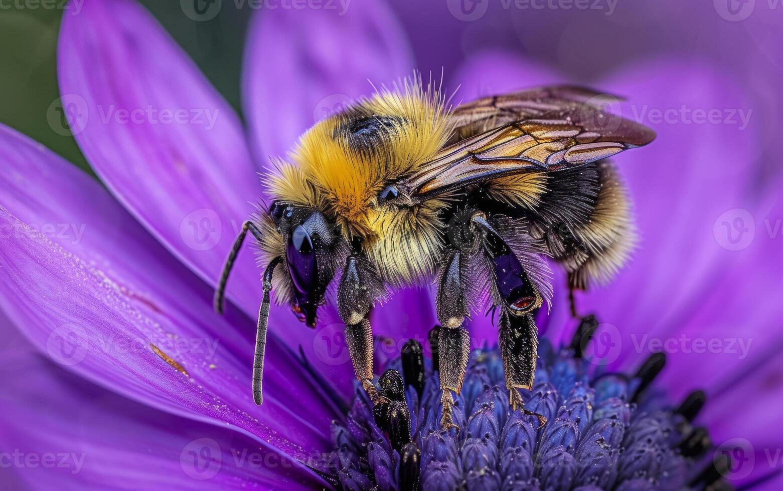 AI generated High Definition Macro Shots of Bees at Work on Flowers photo