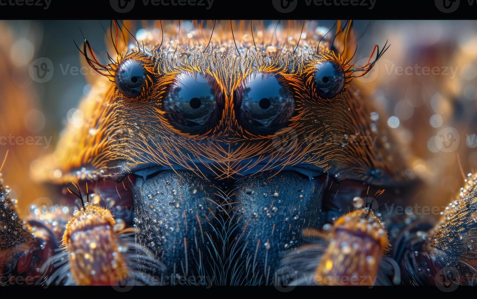 ai generado araña intenso mirada, un maravilloso macro Disparo desvelado foto