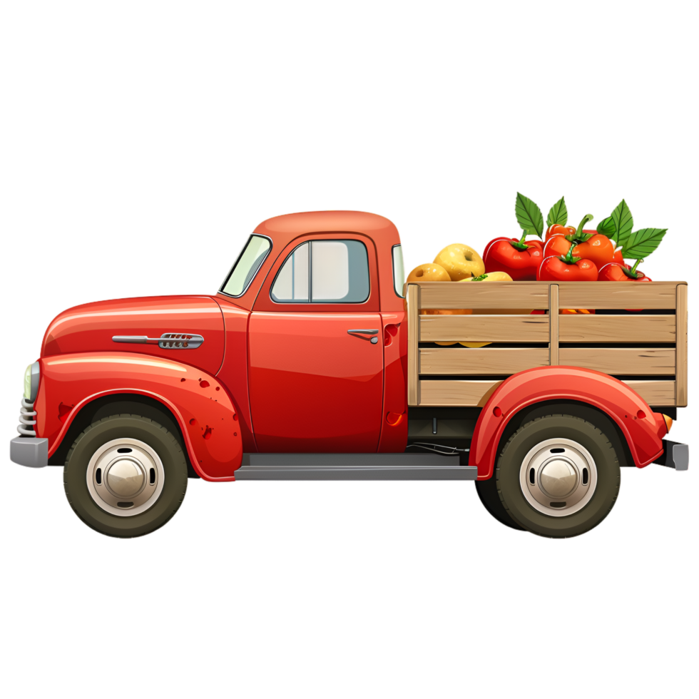 AI generated Generative AI Vintage Truck Images Carrying Fruit on Transparent Background on transparent background png