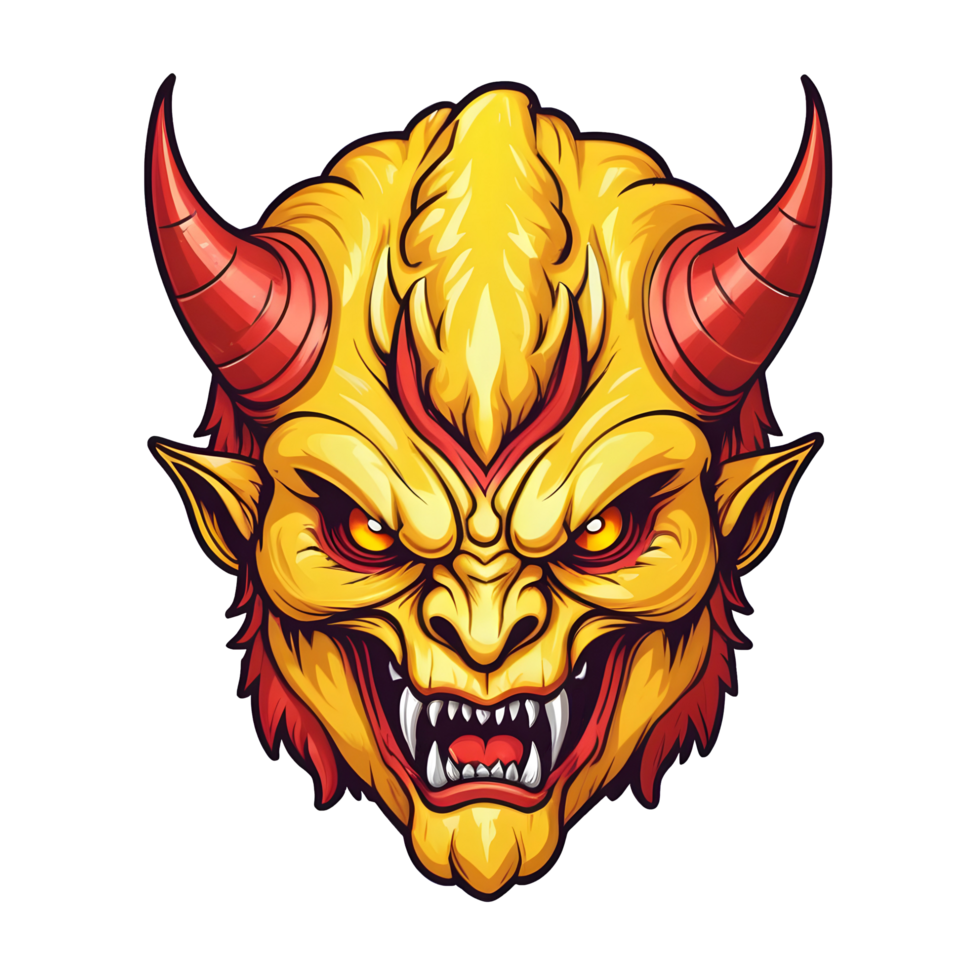AI generated colorful face of the demon beast head png
