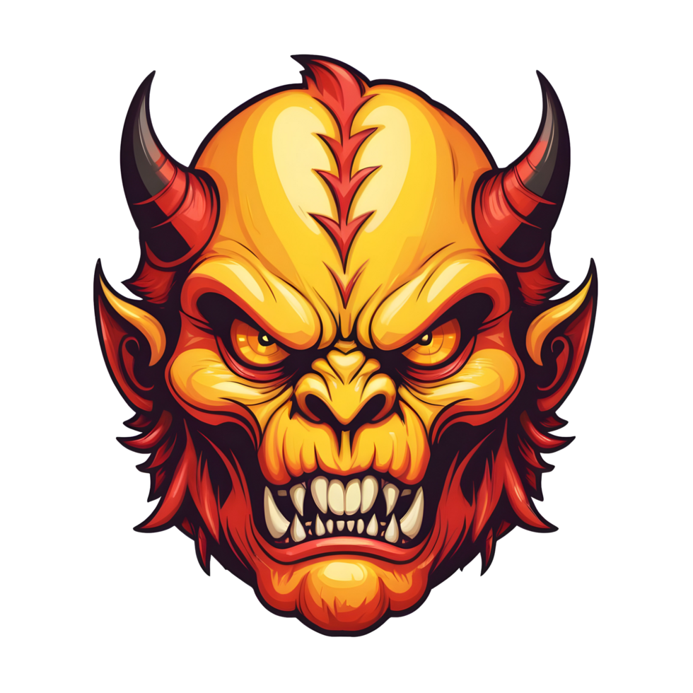 AI generated colorful face of the demon beast head png