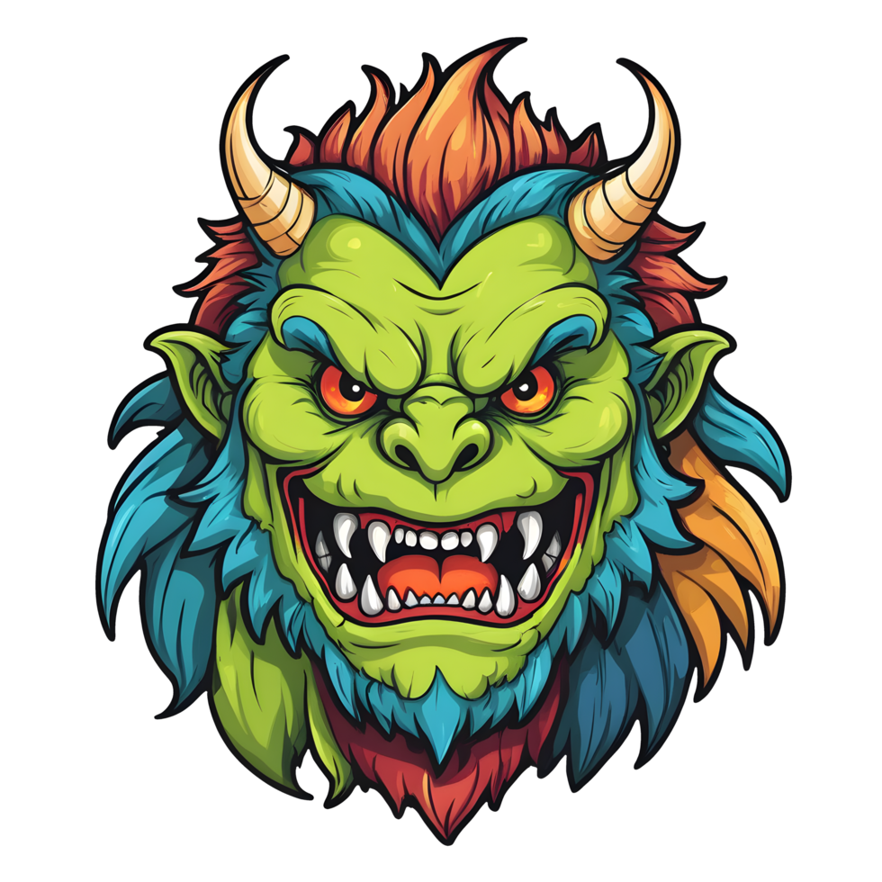 AI generated devil beast head colorful illustration png