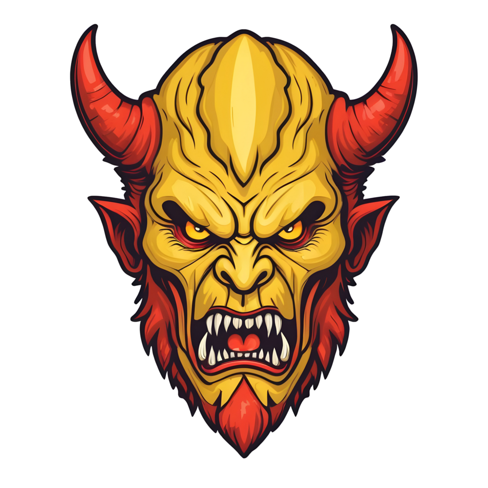 AI generated colorful face of the demon beast head png