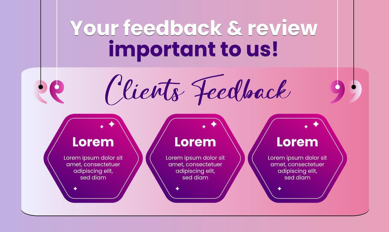 Client review or customer rating testimonial social media post design service feedback concept vector
