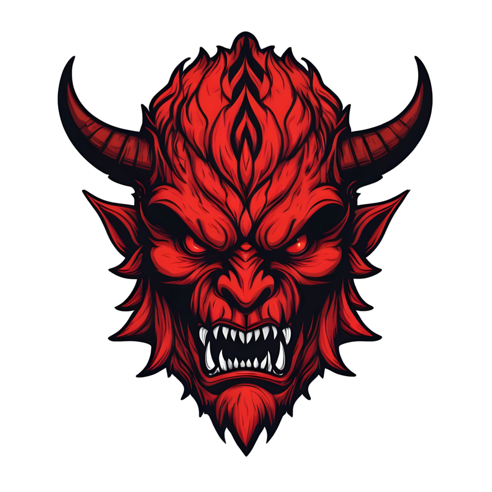 AI generated red face of the demon beast head png