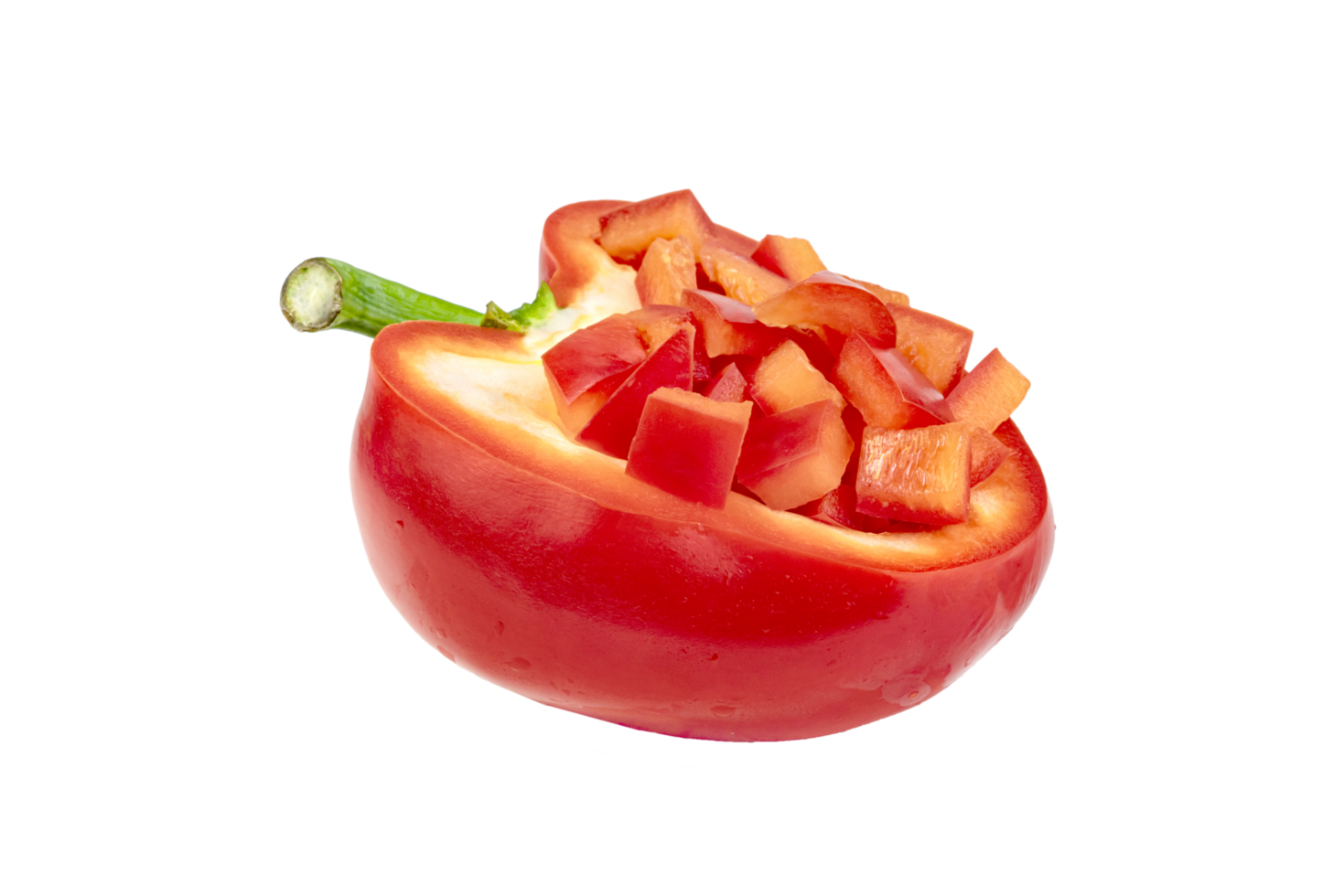 red chopped sweet bell pepper isolated png