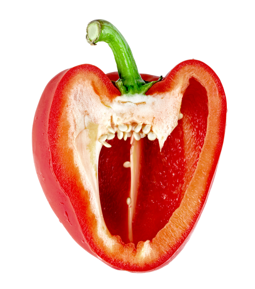 red sweet bell pepper sliced isolated png