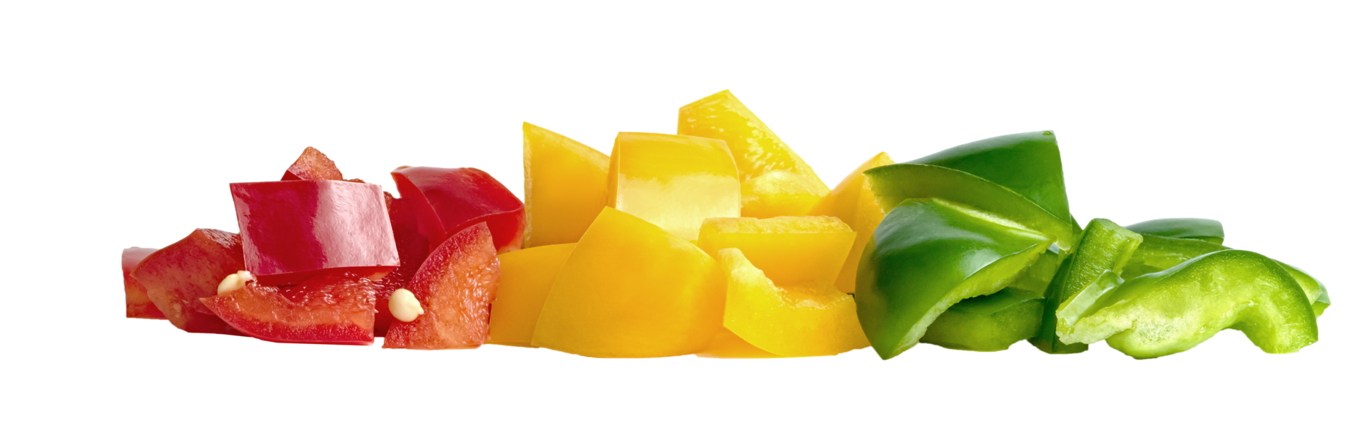Green yellow red chopped sweet bell pepper isolated png