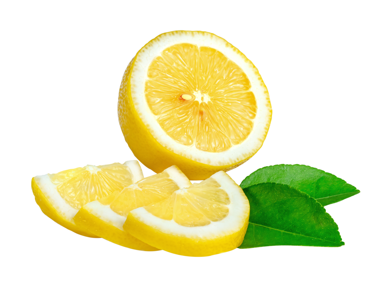 Lemon with leaf isolated png