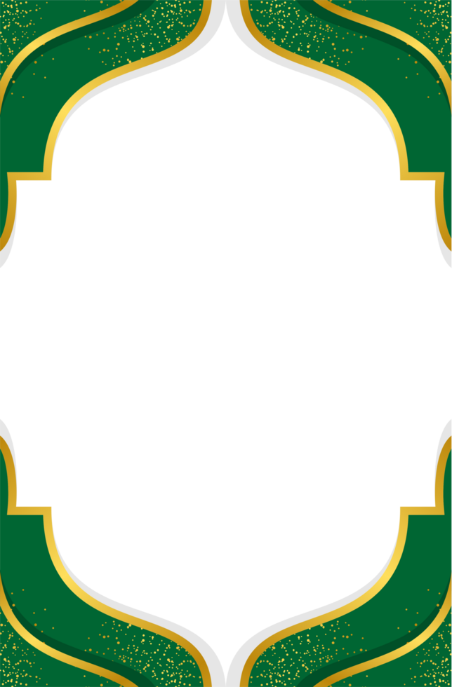 Islamic background frame transparent frame, green and gold colors png
