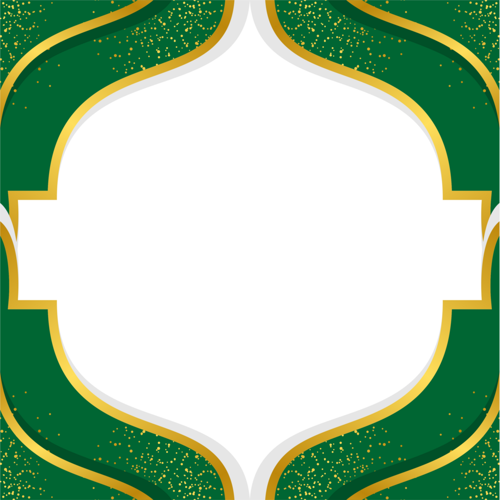 Islamic background frame transparent frame, green and gold colors png