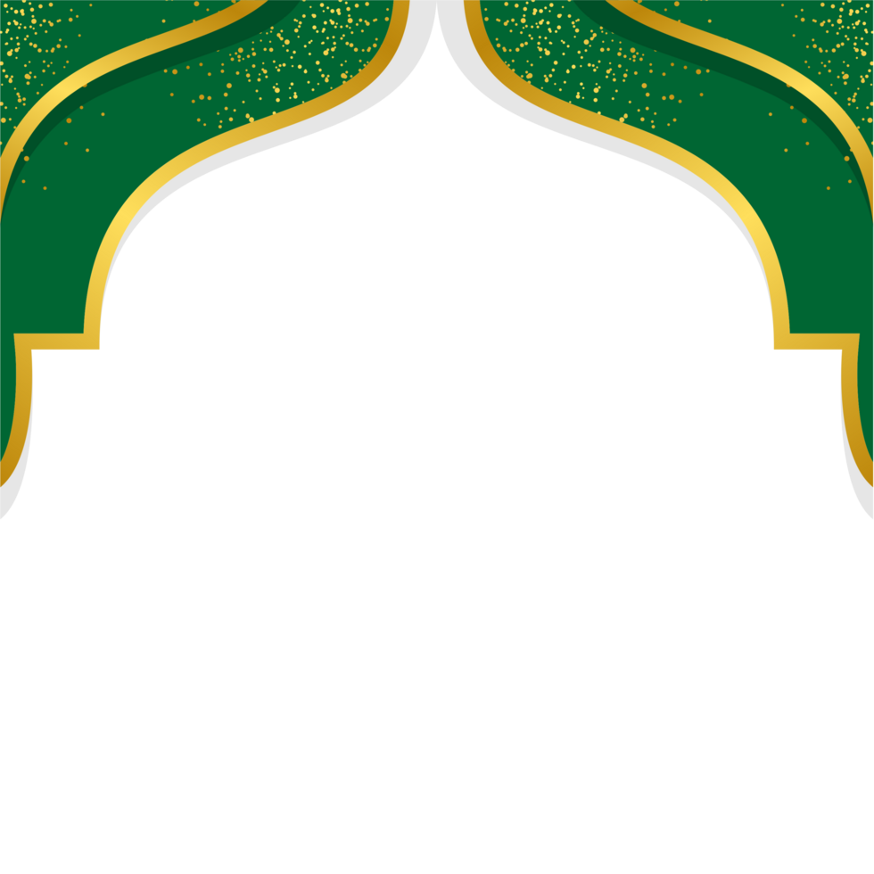 Islamic background frame transparent frame, green and gold colors png