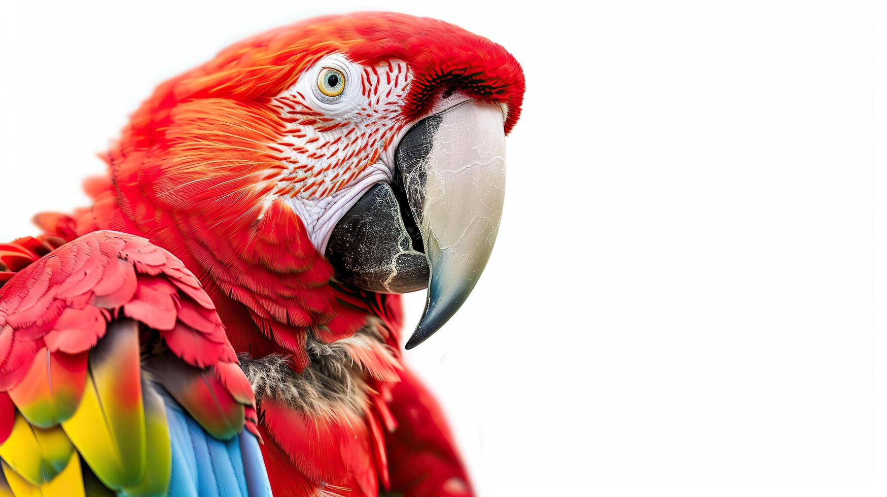 AI generated Red macaw parrot isolated on white background. photo