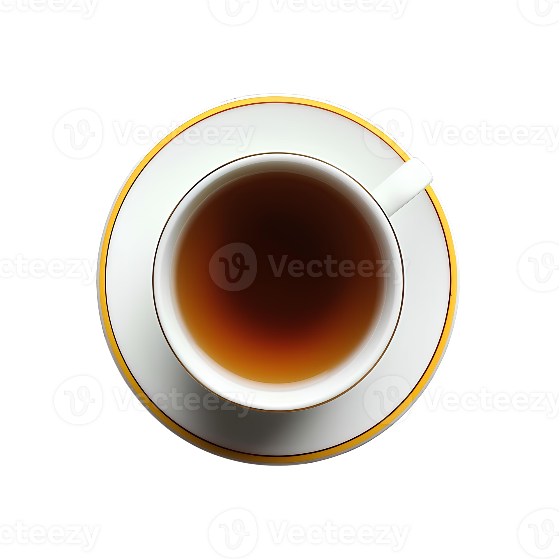 AI generated Tea in cup with plate PNG. Teacup and saucer top view 