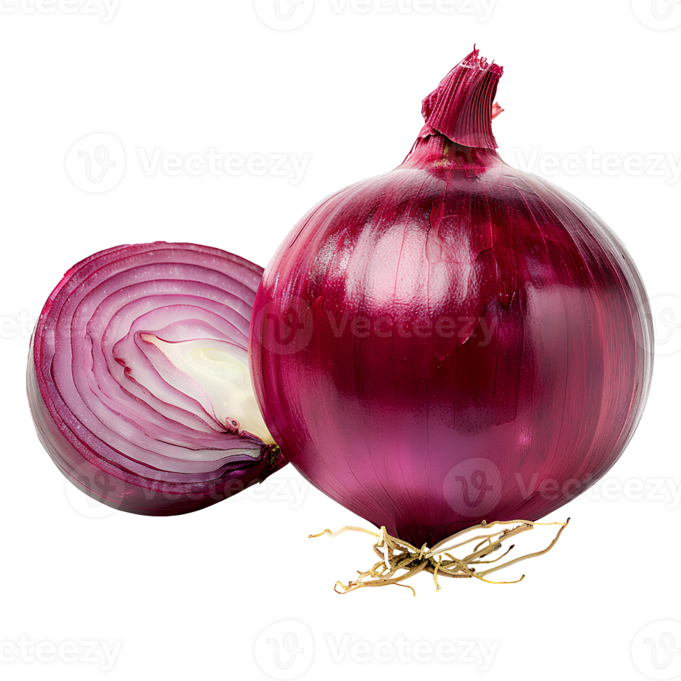 AI generated Red onion PNG. Onion slices isolated. Red onion top view PNG. Onion vegetable flat lay PNG. Organic vegetable png