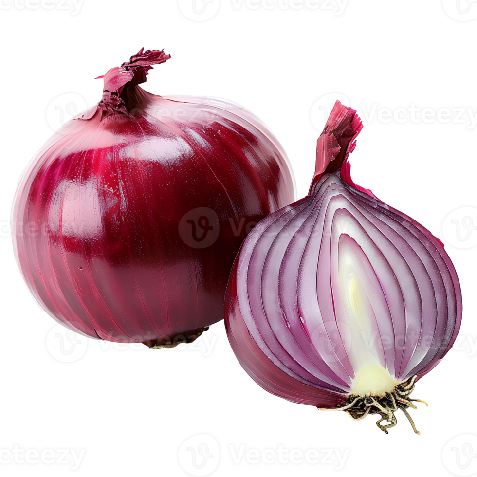 AI generated Red onion PNG. Onion slices isolated. Red onion top view PNG. Onion vegetable flat lay PNG. Organic vegetable png