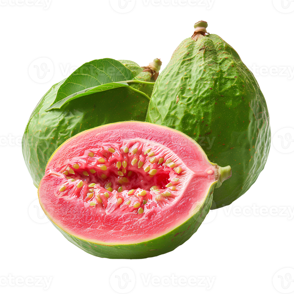 AI generated guava fruit PNG. Guava isolated. Tropical fruit guava top view PNG. Guava flat lay PNG