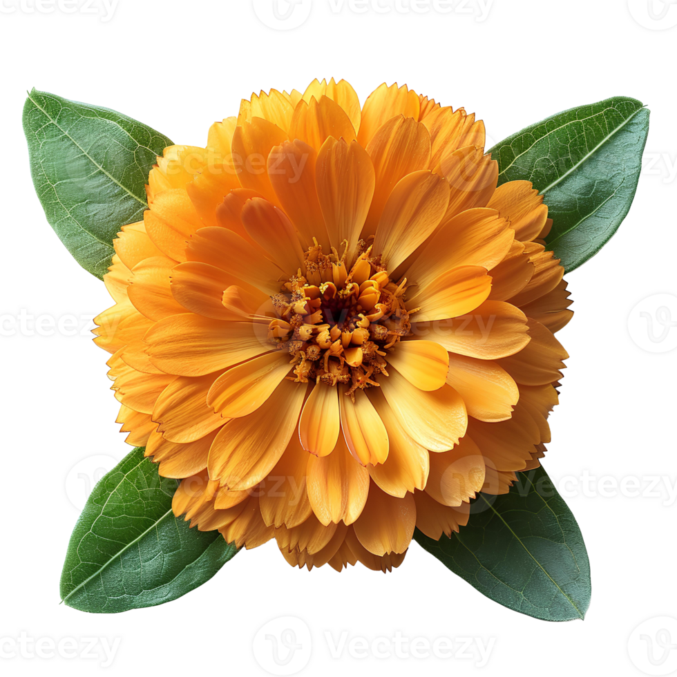 AI generated Marigold flower PNG. Marigold flower top view PNG. Orange