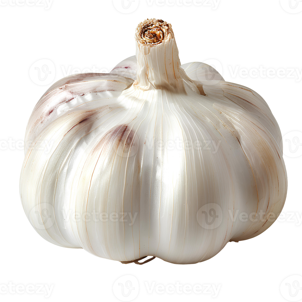 AI generated Garlic PNG. Clove of garlic isolated. Garlic top view PNG. Garlic flat lay PNG Flavourful garlic herb for food preparations