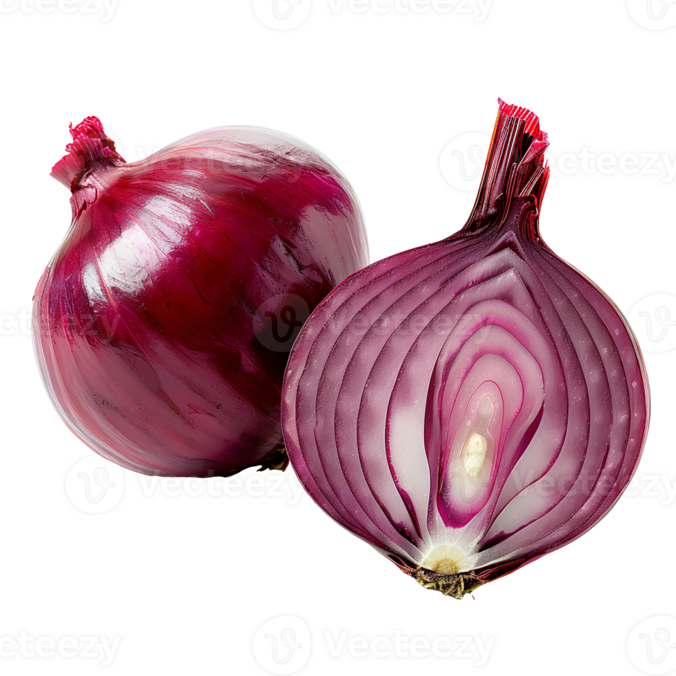 AI generated Red onion PNG. Onion slices isolated. Red onion top view PNG. Onion vegetable flat lay PNG. Organic vegetable png