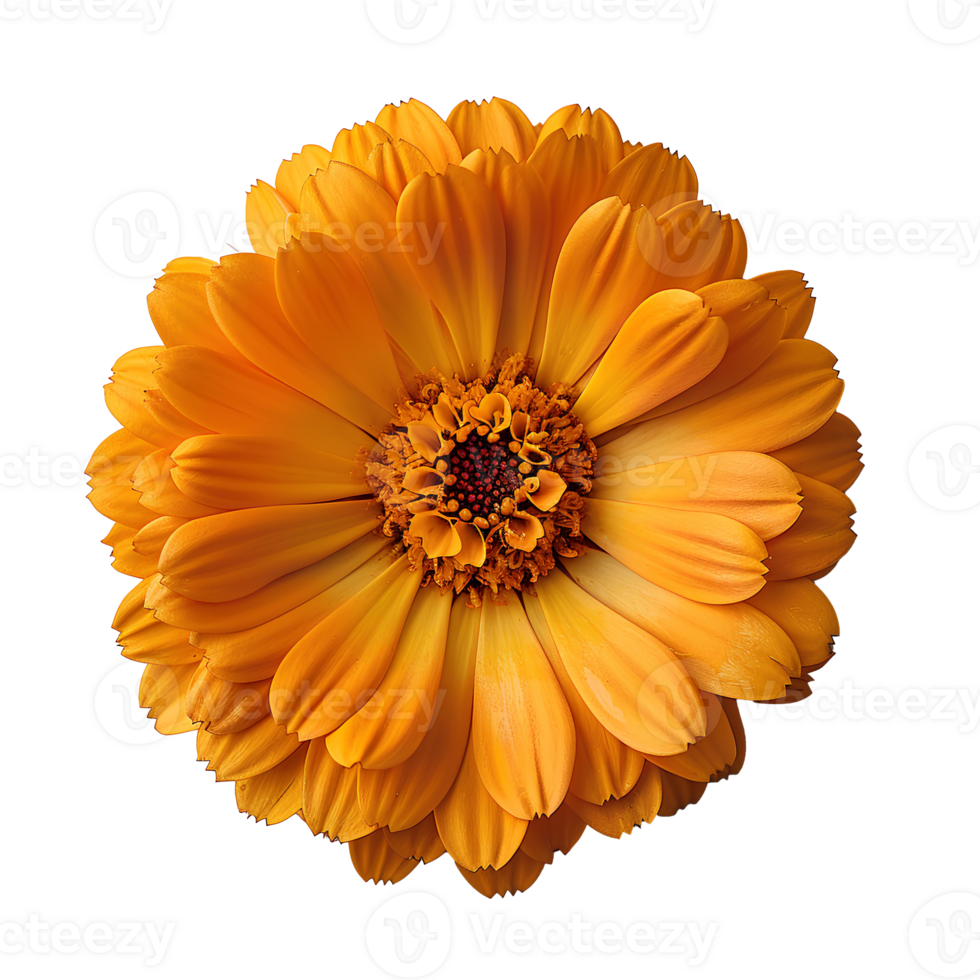 AI generated Marigold flower PNG. Marigold flower top view PNG. Orange