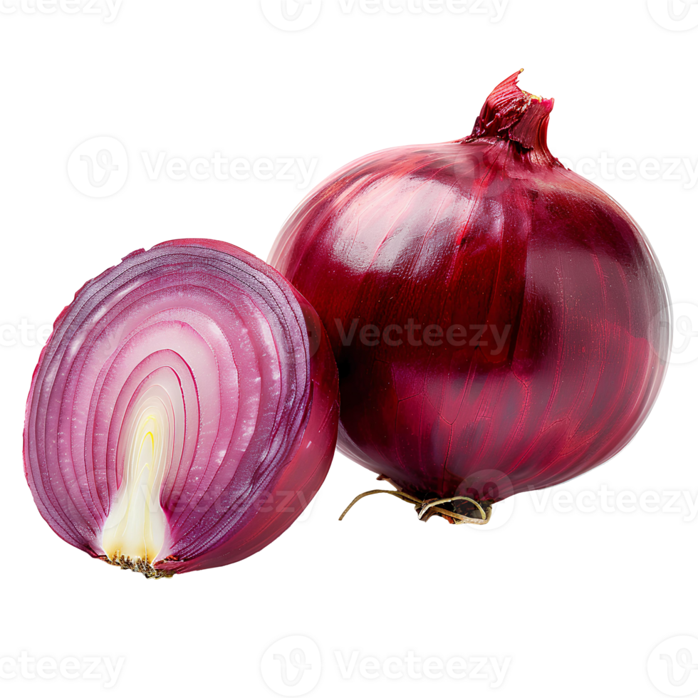 AI generated Red onion PNG. Onion slices isolated. Red onion top view PNG. Onion vegetable flat lay PNG. Organic vegetable png