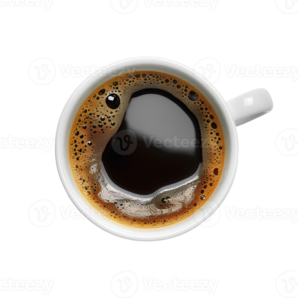 ai generato tazza di caffè png. tazza di nero caffè isolato. nero tazza di caffè superiore Visualizza png. nero caffè uccelli occhio Visualizza png