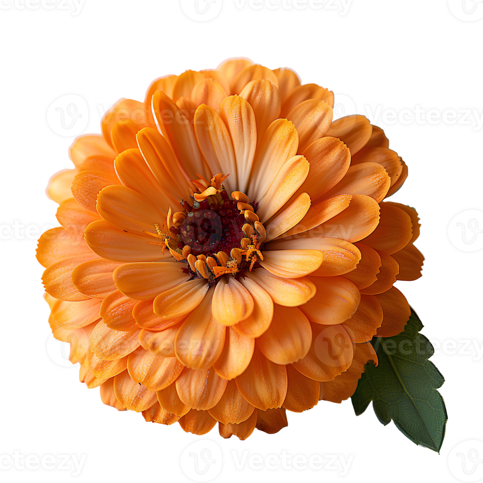 AI generated Marigold flower PNG. Marigold flower top view PNG. Orange marigold flower flat lay PNG. Orange flower isolated png