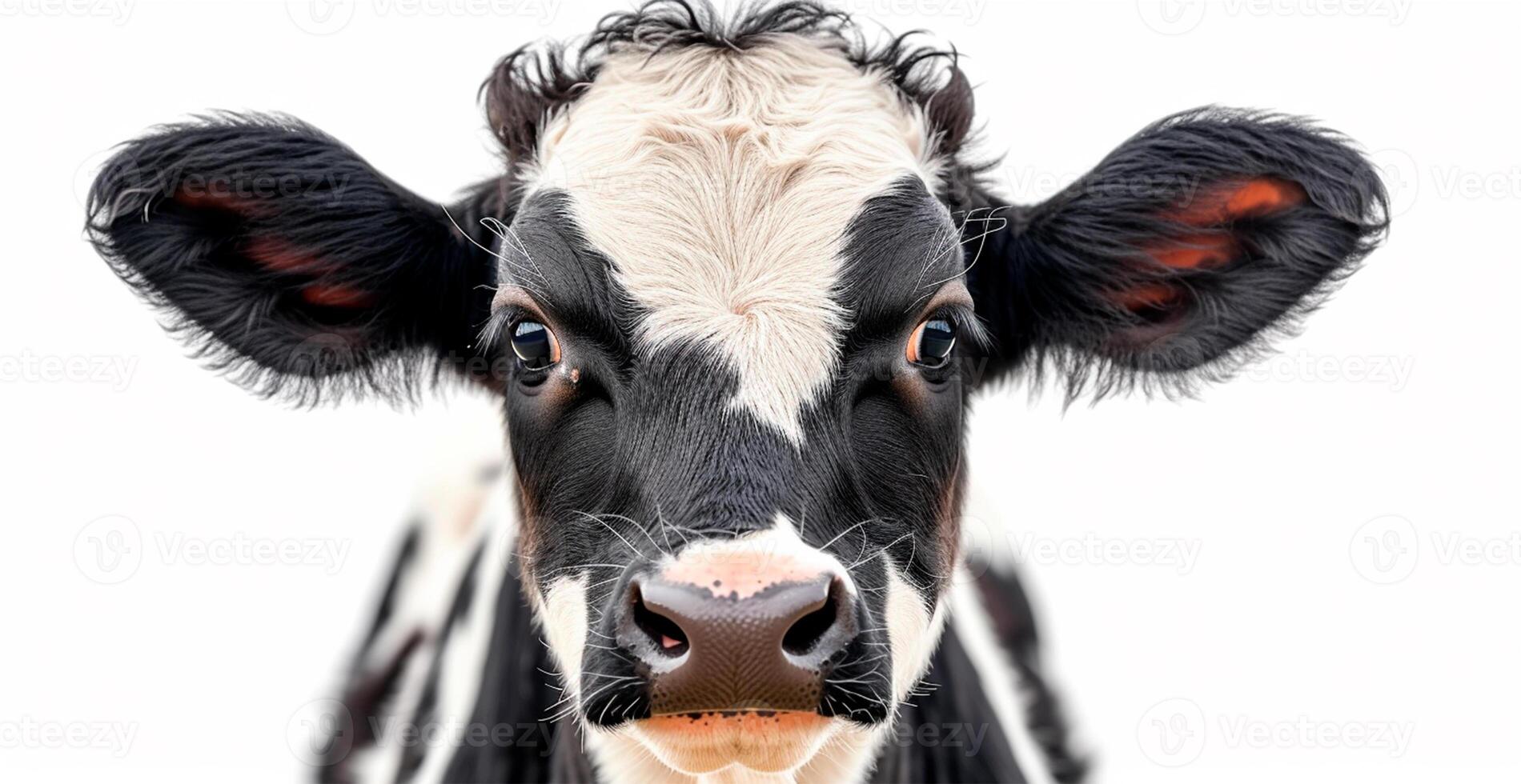 AI generated Cow on white isolated background, calf - AI generated image photo