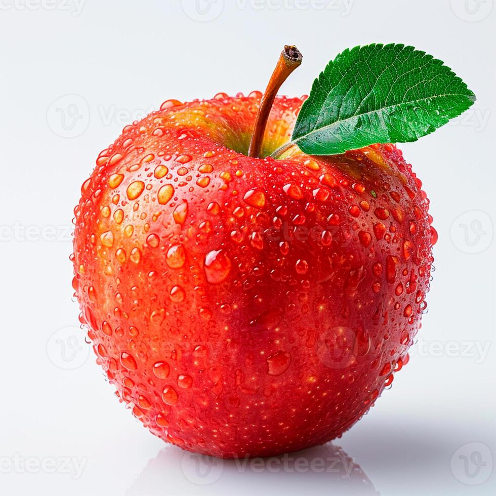 AI generated Ripe red apple on a white background - AI generated image photo