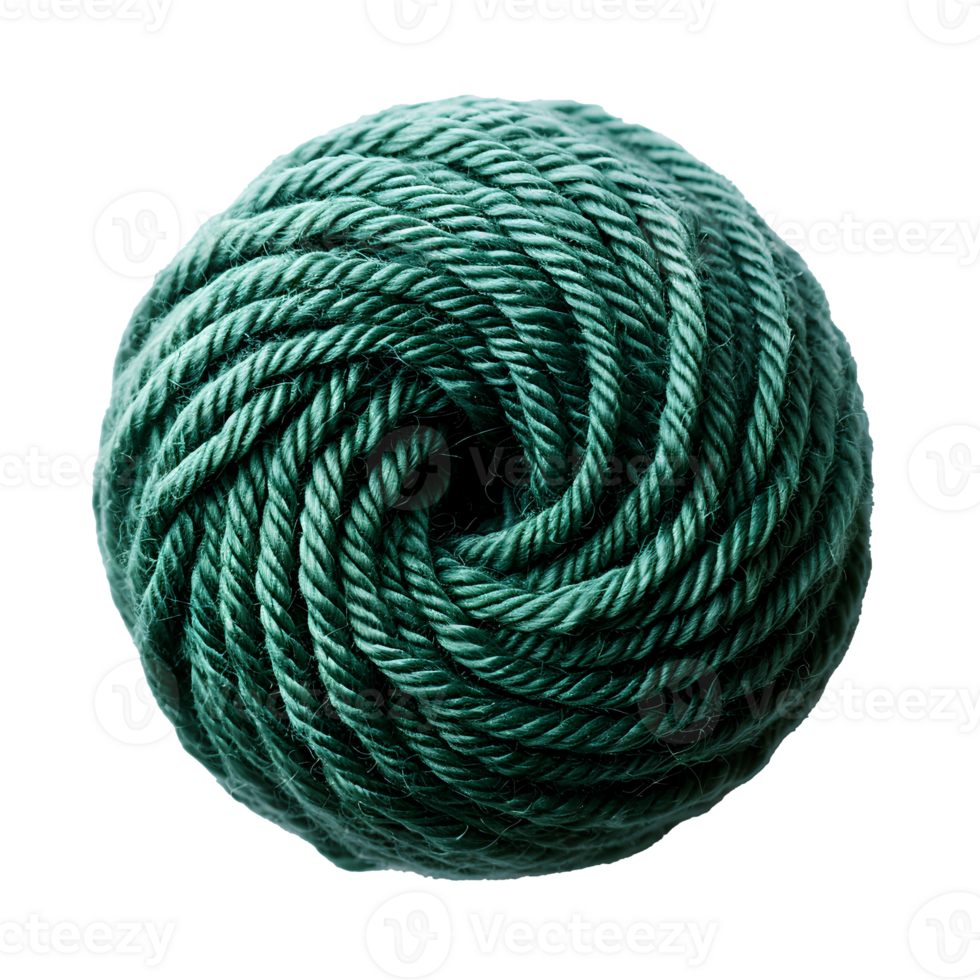 AI generated ball of knitting yarn PNG. green wool yarn PNG. green cotton yarn PNG. green knitting yarn ball for textiles and clothing png