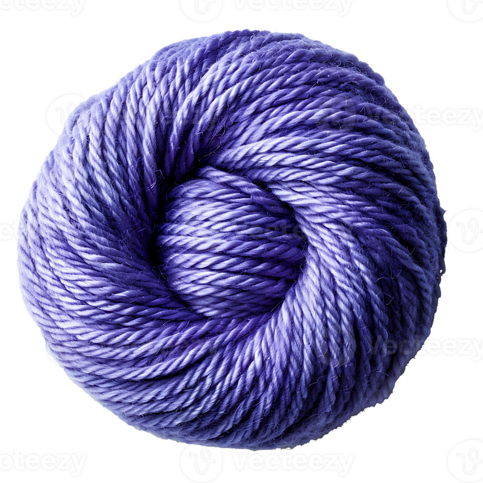AI generated ball of knitting yarn PNG. purple wool yarn PNG. purple cotton yarn PNG. purple knitting yarn ball for textiles and clothing png